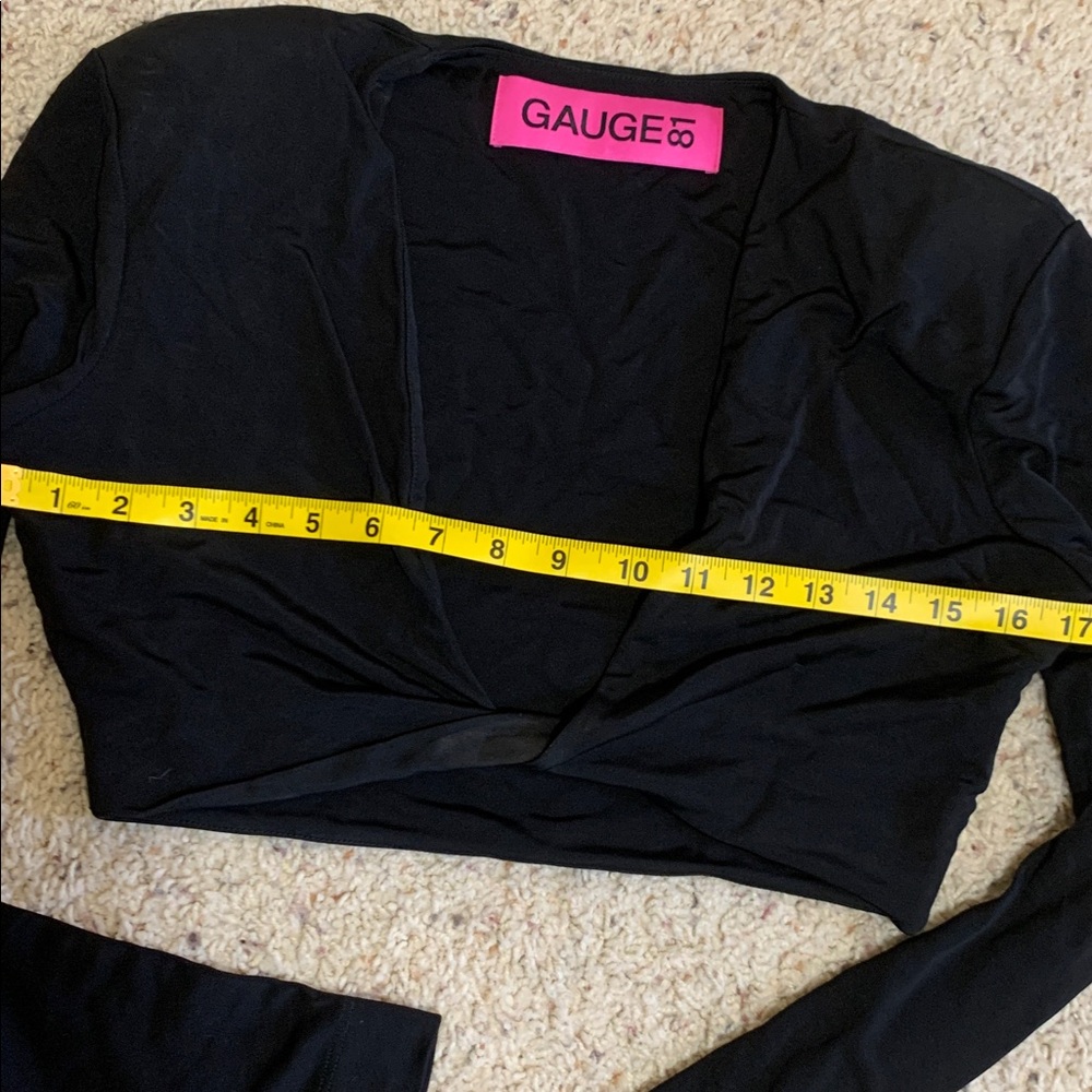 Gauge81 Black Long Sleeve Crop Twisted Knot V-neck Blouse Top Shirt Sz. XS - Picture 5 of 7